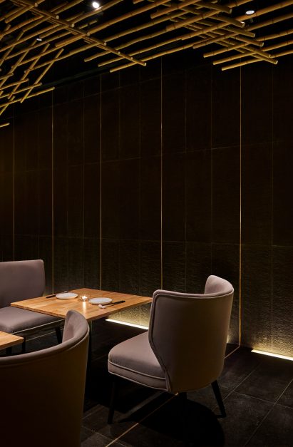 Bamboo ceiling features inside Dongshang bar