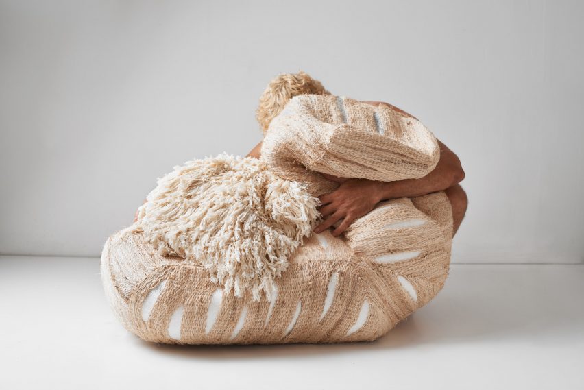 Erez Nevi Pana designs human "cocoons" from banana plants for Tropical Milan installation