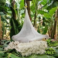 Erez Nevi Pana designs human "cocoons" from banana plants for Tropical Milan installation