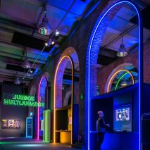 LED arches in Game On's exhibition design by Smart & Green Design