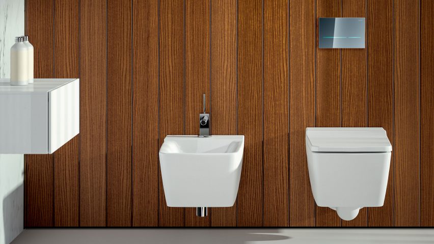 Geberit's Sigma80 actuator plate in a bathroom