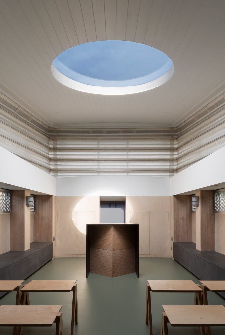Interiors of the floating Genesis church by Denizen Works in east London