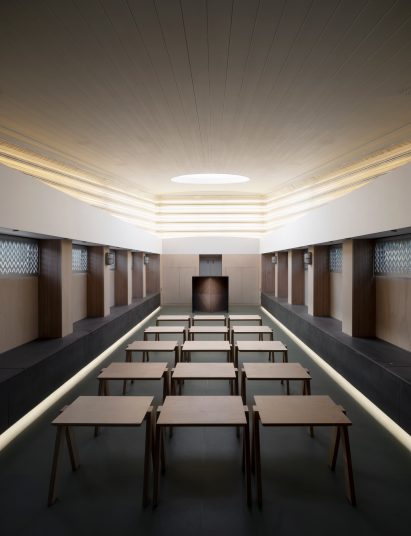 Interiors of the floating Genesis church by Denizen Works in east London