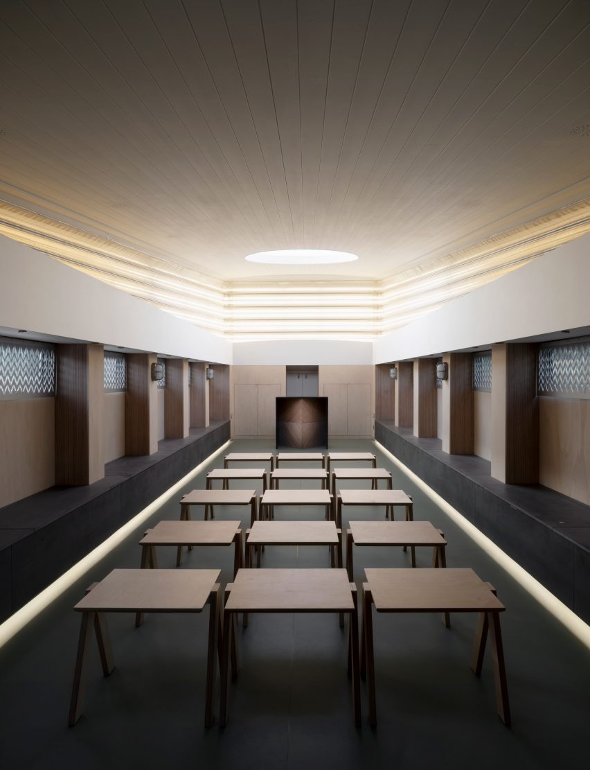 Interiors of the floating Genesis church by Denizen Works in east London