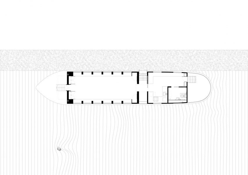 Plan of the floating Genesis church by Denizen Works in east London