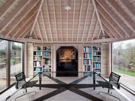 Richard Parr Associates' Grain Loft Studio on Easter Park Farm features Douglas fir roof