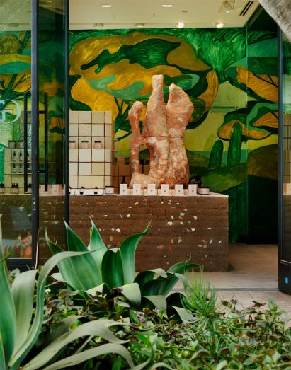 Flamingo Estate's Harvest Shop pop-up features rammed-earth counter