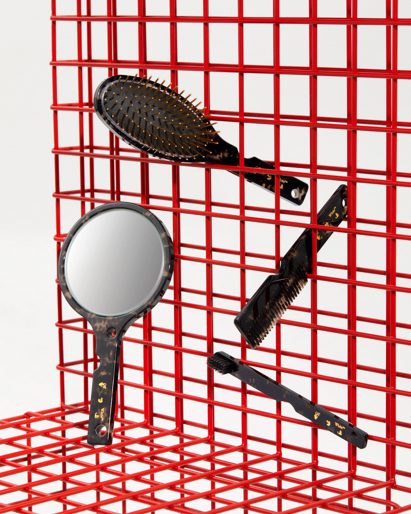 Hand mirror, brush, comb and toothbrush in HOME collection by Off-White