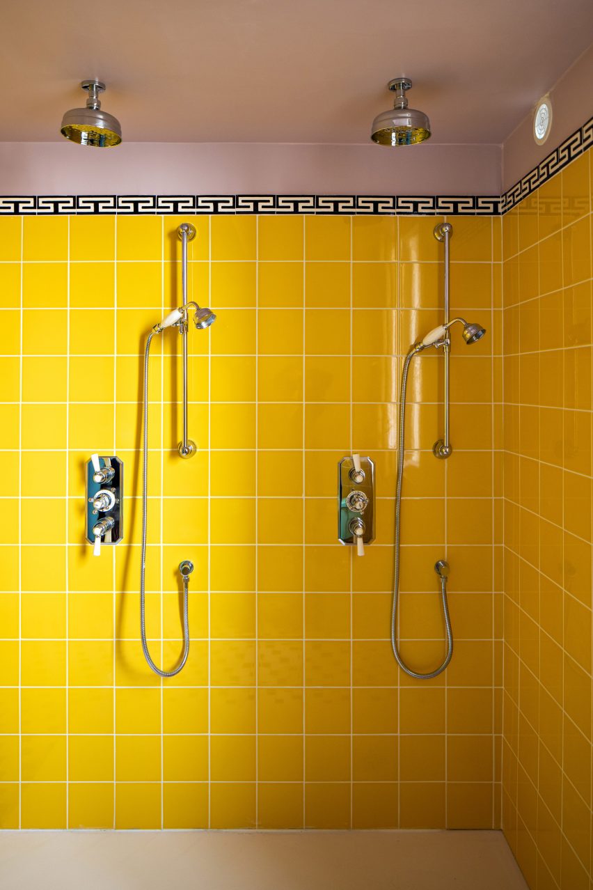 Tiled bathrooms inside Hotel Les Deux Gares in Paris