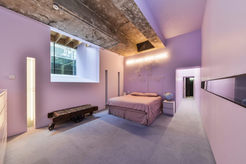 Pink main bedroom of Interiors of Lost House by David Adjaye