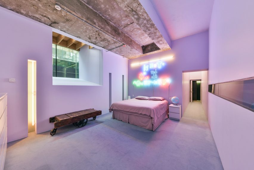 Pink main bedroom of Interiors of Lost House by David Adjaye