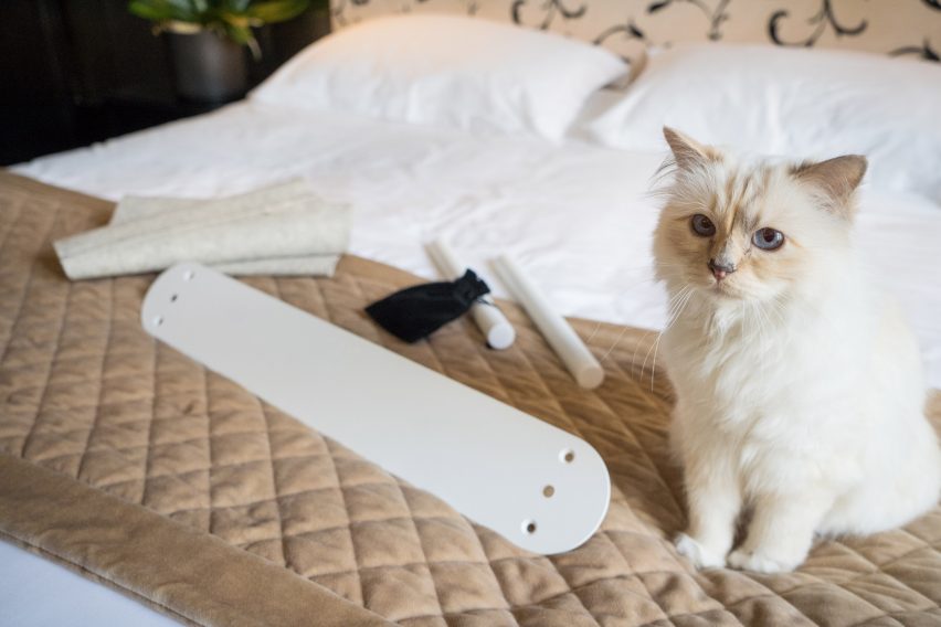 Choupette inspects Swing bed by LucyBalu before it is assembled