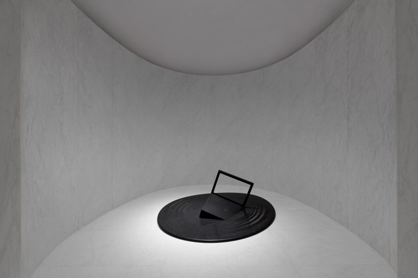Marsotto marble showroom in Milan features white interiors