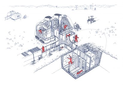 Drawing of Martian House in Bristol by Hugh Broughton Architects and Pearce+
