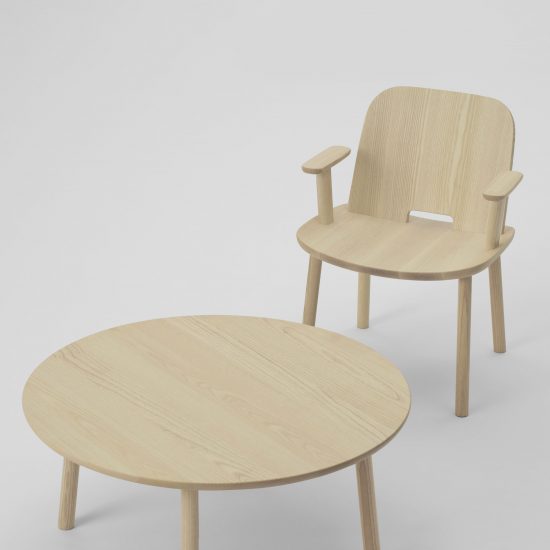 Fugo chair and coffee table by Jasper Morrison for Maruni
