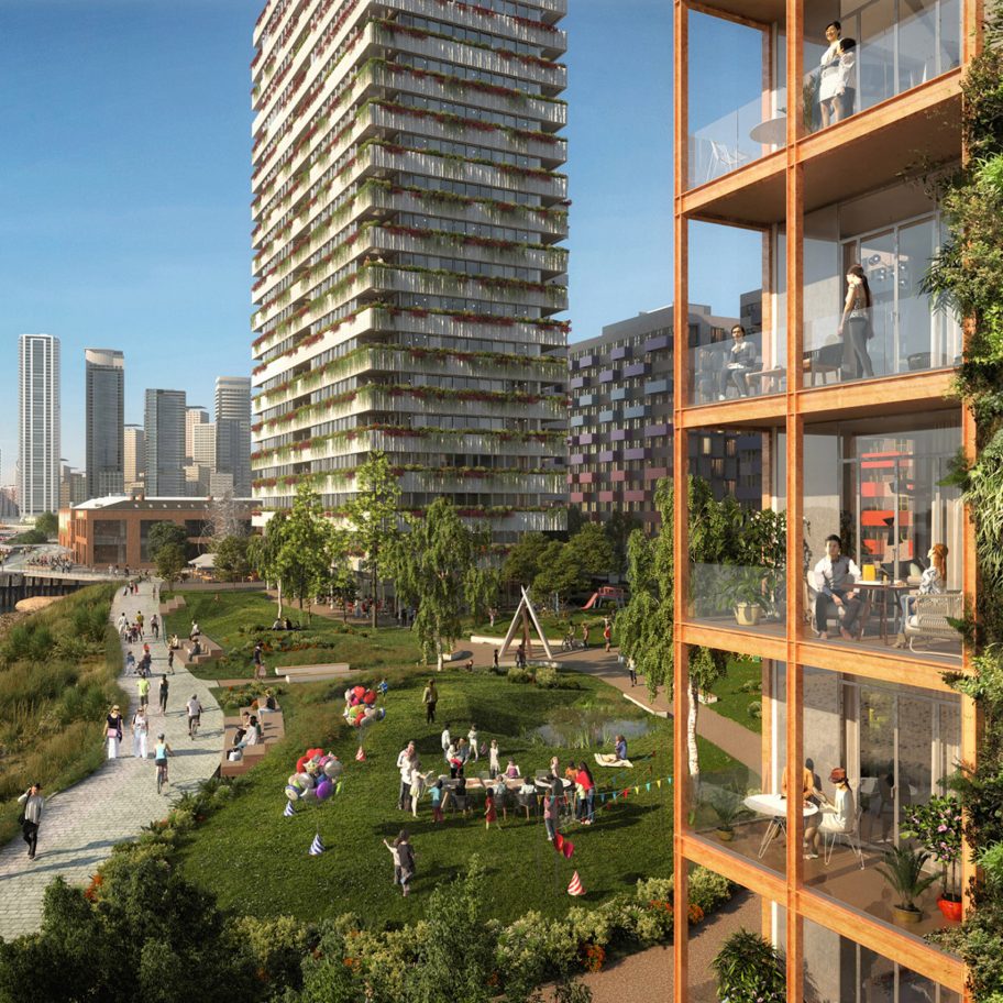 Visuals of Morden Wharf neighbourhood in London by OMA