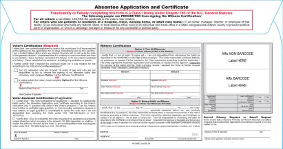 North Carolina mail-in envelope