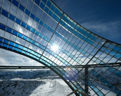 Olafur Eliasson's Out Glacial Perspectives installation on Hochjochferner glacier