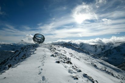 Olafur Eliasson's Out Glacial Perspectives installation on Hochjochferner glacier