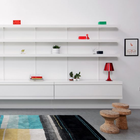 ON&ON's shelving system with cabinet units
