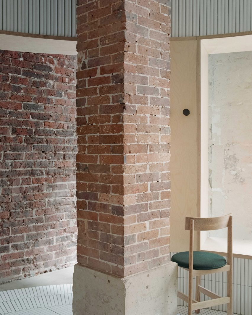 Exposed brick walls feature inside Papi restaurant in Paris