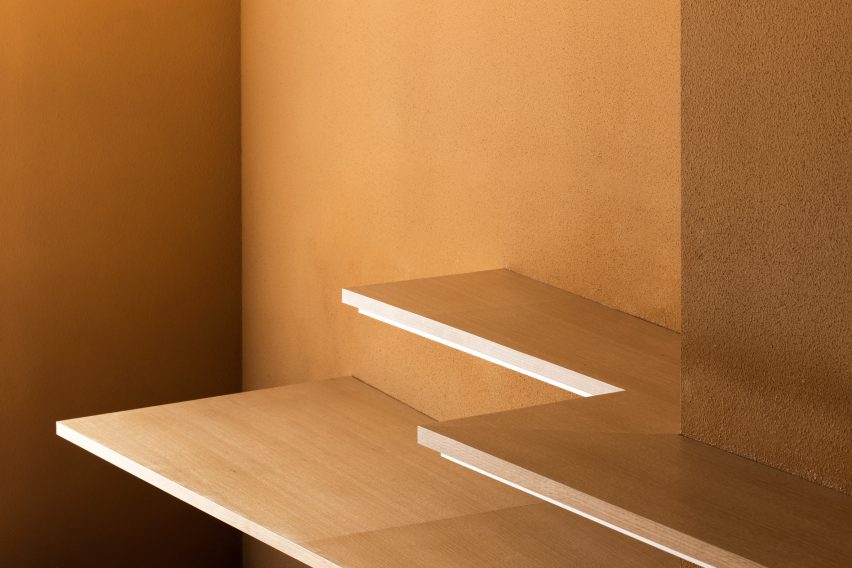 Display shelves of Pinocchio tiny bakery in Japan by I IN