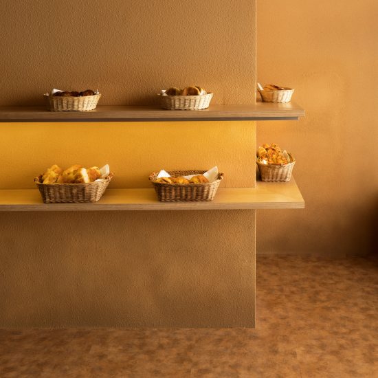 Display shelves of Pinocchio tiny bakery in Japan by I IN