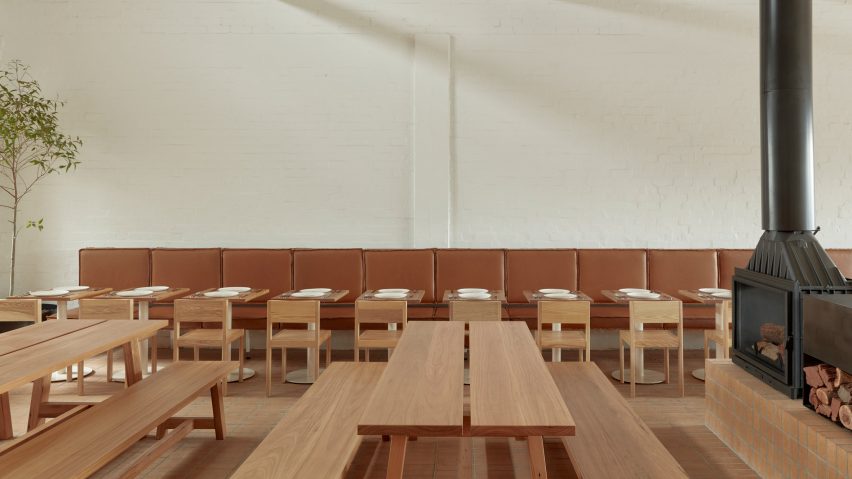 Wooden furniture features in Melbourne's Prior cafe
