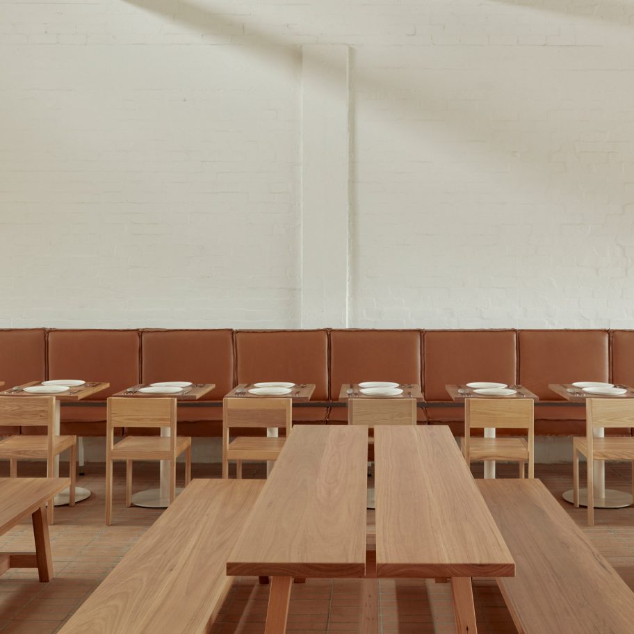 Wooden furniture features in Melbourne's Prior cafe
