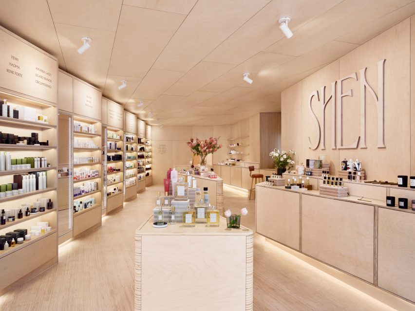 Shen beauty store features plywood interiors