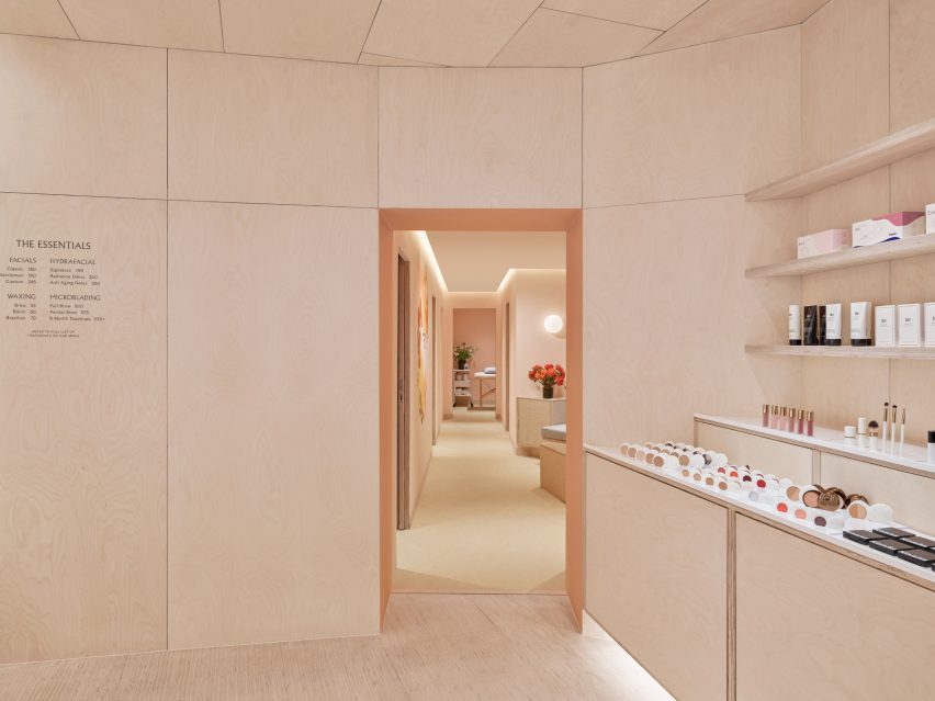 Shen beauty store features plywood interiors