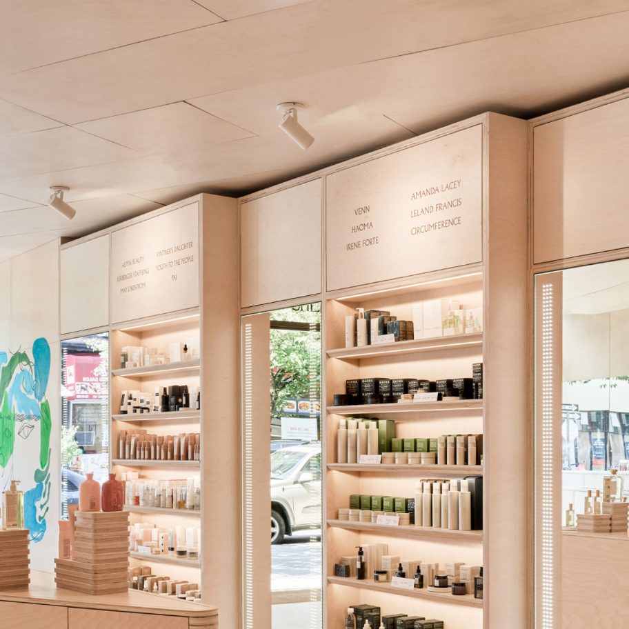 Shen beauty store features plywood interiors