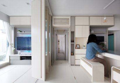 Living area Smart Zendo by Sim-Plex Design Studio in Hong Kong