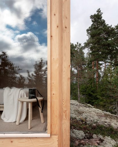 Outside the modular Space of Mind cabin prototype by Studio Puisto