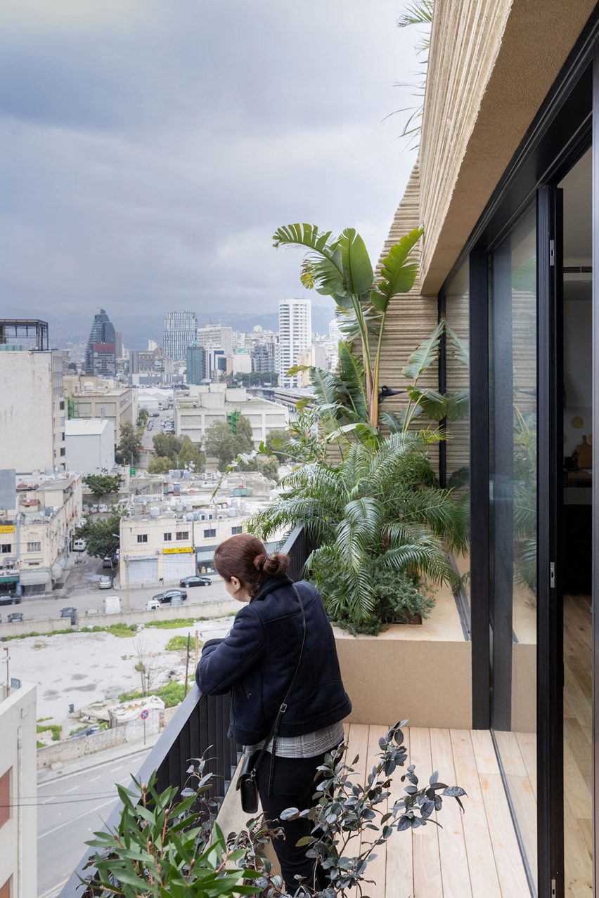 Balcony of Stone Garden by Lina Ghotmeh in Beirut