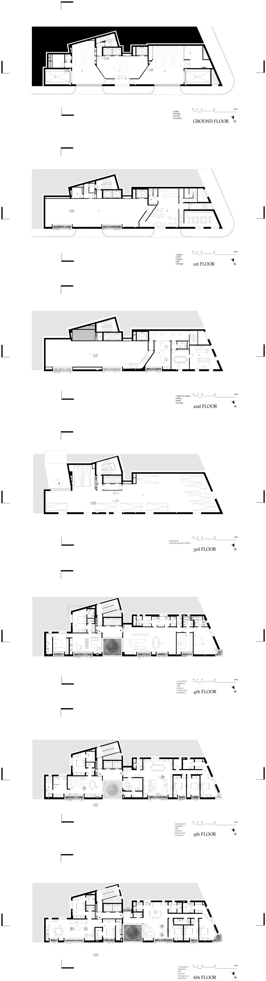 Plans for Stone Garden by Lina Ghotmeh in Beirut