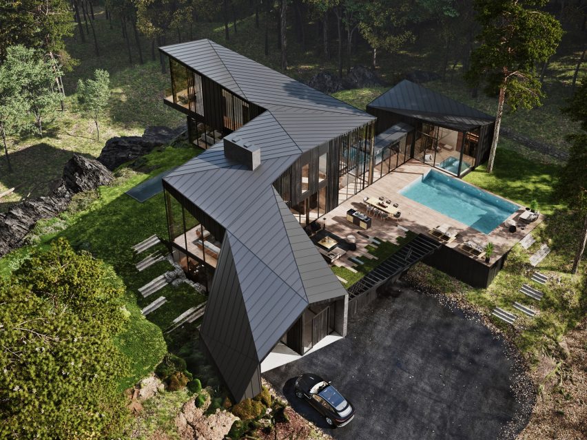 Black-cedar exterior of Sylvan Rock house by S3 Architecture and Aston Martin