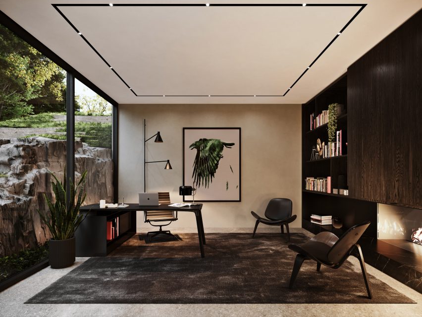 Home office of Sylvan Rock house by S3 Architecture and Aston Martin