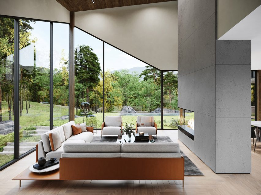Lounge of Sylvan Rock house by S3 Architecture and Aston Martin