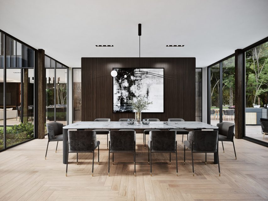 Dining area of Sylvan Rock house by S3 Architecture and Aston Martin
