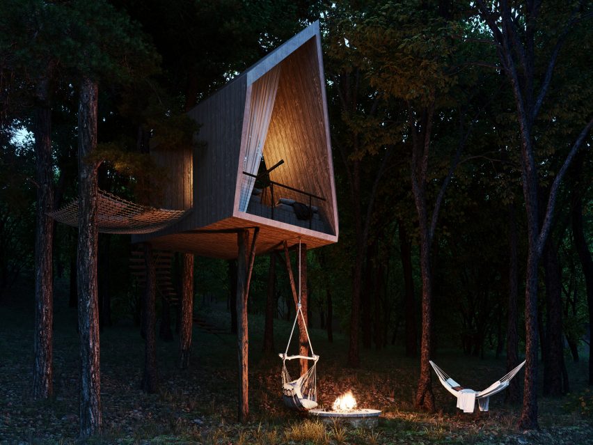 Treehouse on-site at Sylvan Rock house by S3 Architecture and Aston Martin