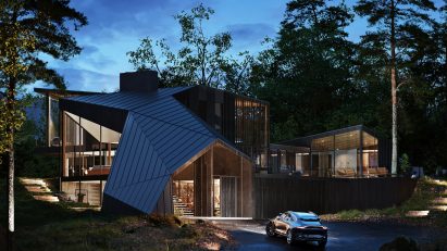 Black-cedar exterior of Sylvan Rock house by S3 Architecture and Aston Martin