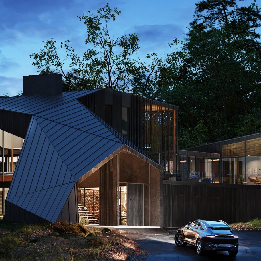 Black-cedar exterior of Sylvan Rock house by S3 Architecture and Aston Martin