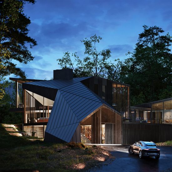 Black-cedar exterior of Sylvan Rock house by S3 Architecture and Aston Martin