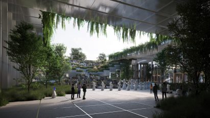 Robot entertainers in AI City and Cloud Valley campus designed by BIG for Terminus Group