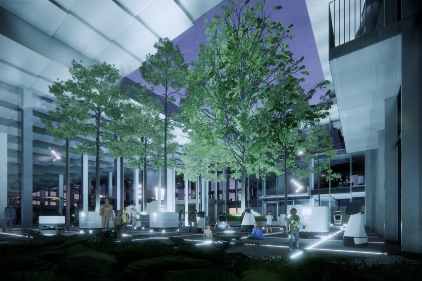 Courtyard in AI City and Cloud Valley campus designed by BIG for Terminus Group
