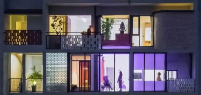 Facade of Borderless Community of Zi Ni Twelve Portals, housing project designed by Fei Architects in Guangzhou, China