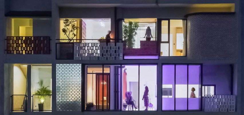 Facade of Borderless Community of Zi Ni Twelve Portals, housing project designed by Fei Architects in Guangzhou, China