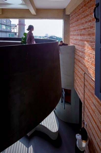 Staircase of Borderless Community of Zi Ni Twelve Portals, housing project designed by Fei Architects in Guangzhou, China