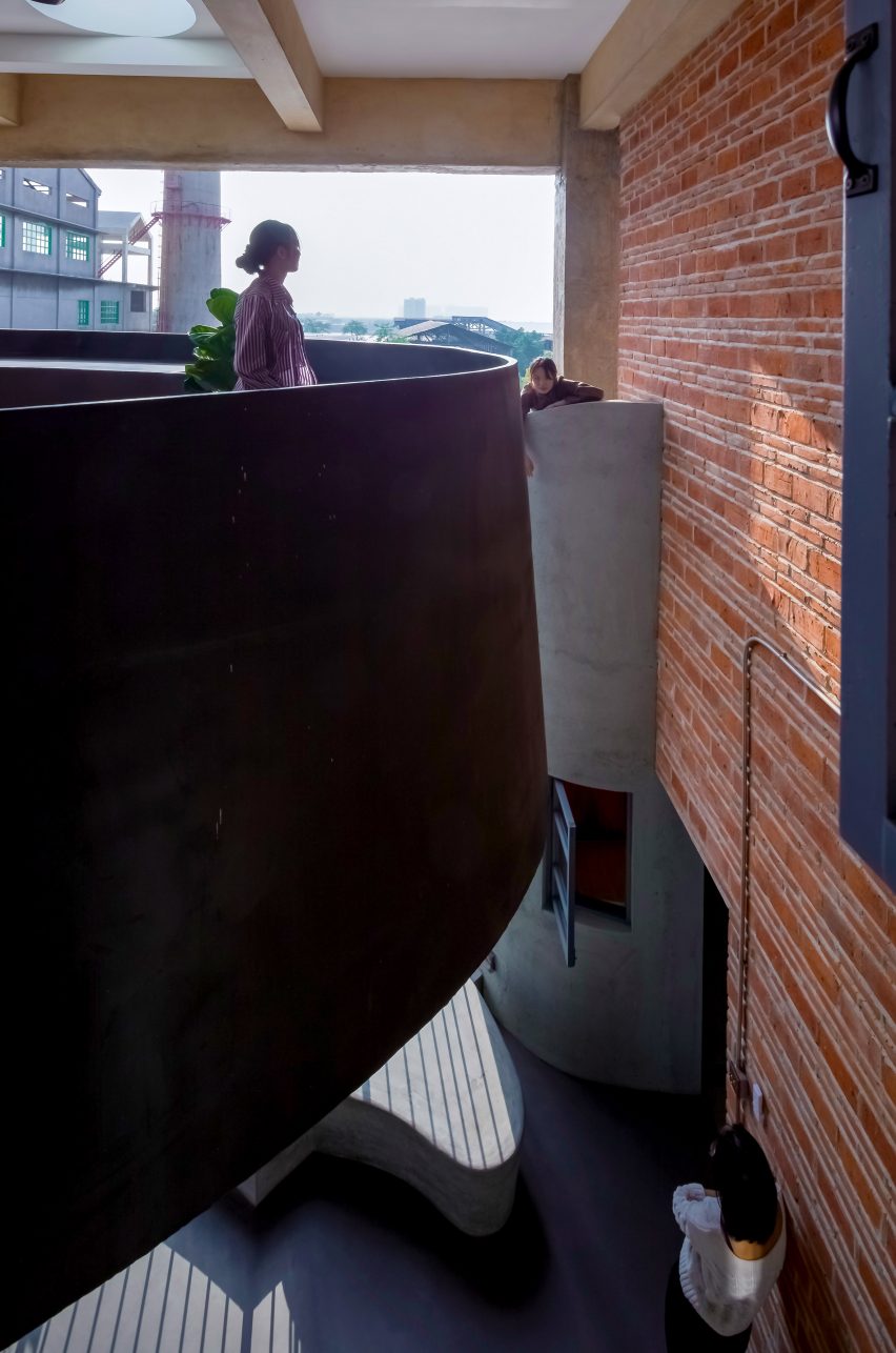 Staircase of Borderless Community of Zi Ni Twelve Portals, housing project designed by Fei Architects in Guangzhou, China
